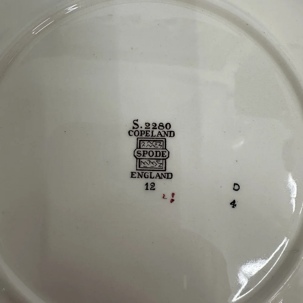 Set/2 Copeland Spode Alden J Price Embossed Daisy Border Fruit Flower #12 Plates